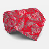 Cravate Poissons Travail motif 01.b Rouge BG (Roulé)