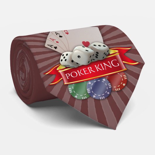 Cravate Poker Mania - Cartes, Dices, Chips (Roulé)