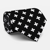 Cravate Polka blanche croise sur noir (Roulé)