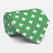 Cravate Polka blanche croise sur vert (Roulé)