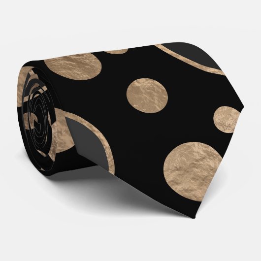 Cravate Polka Dot Chaos - gris, noir et or (Roulé)