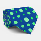 Cravate Polka Dot moderne 02.Green. BG bleu (Roulé)