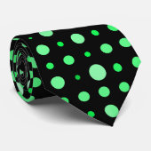 Cravate Polka Dot moderne 02.Green. BG noir (Roulé)