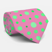 Cravate Polka Dot moderne 02.Green. BG rose (Roulé)