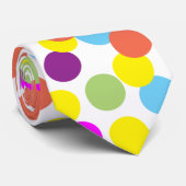 Cravate Polka-Dots multicolores sur blanc (Roulé)