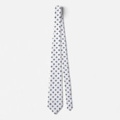 Cravate Polka gris-bleu croise sur blanc (Devant)