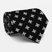 Cravate Polka gris croise sur noir (Roulé)