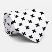 Cravate Polka noire croise sur blanc (Roulé)
