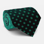 Cravate Polka point dégradé vert noir couleurs foncé (Roulé)