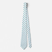 Cravate Polka turquoise croise sur blanc (Devant)