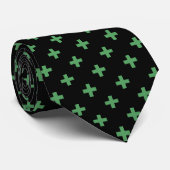 Cravate Polka verte croise sur noir (Roulé)