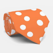 Cravate Polkadot Orange-Blanc (Roulé)