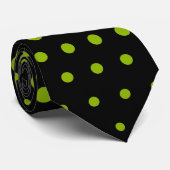 Cravate Pomme vert Techno Dots moderne Noir (Roulé)