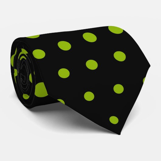 Cravate Pomme vert Techno Dots moderne Noir (Roulé)