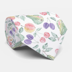 Cravate Pommes poires de prune de fruits cerise couleur ch