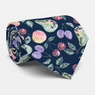 Cravate Pommes poires de prune de fruits cerise couleur ch