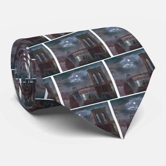 Cravate Pont de Brooklyn par clair de lune (Roulé)