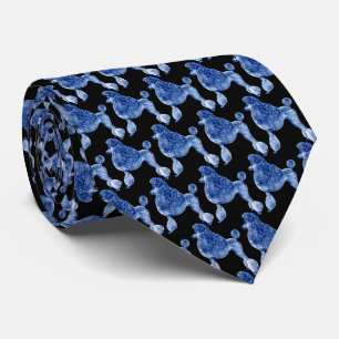Cravate Poodé bleu Indigo Noir