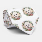 Cravate Poodle Noël Wreath Festive Pup (Roulé)