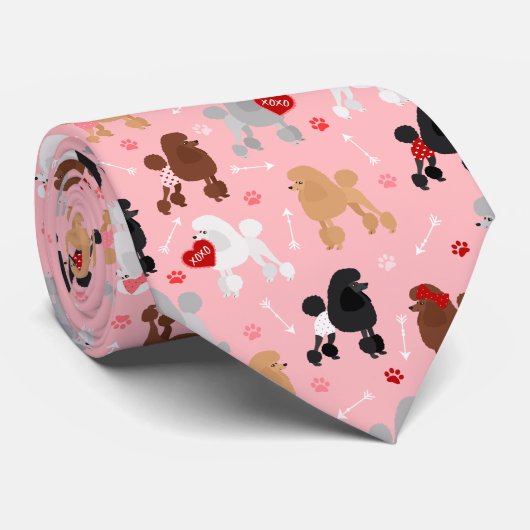 Cravate Poodle Valentine Motif (Roulé)