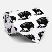 Cravate Pop Art Black White Buffalo Bison Silhouette (Roulé)