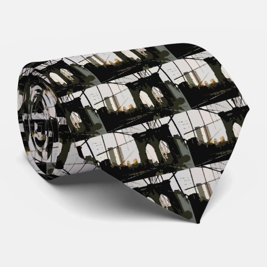 Cravate Pop Art Brooklyn Bridge (Roulé)