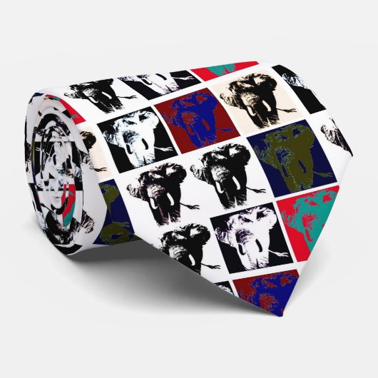 Cravate Pop Art Elephants (Roulé)