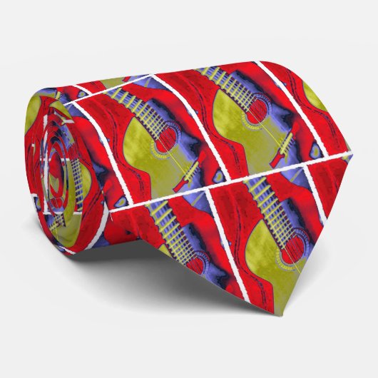 Cravate Pop Art Guitare (Roulé)