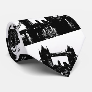 Cravate Pop Art London Tower Bridge Silhouette