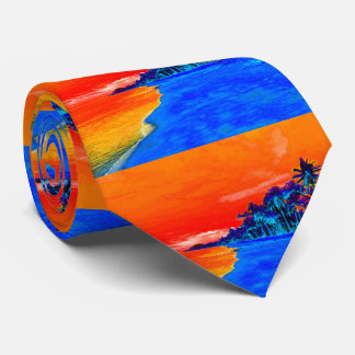 Cravate Pop Art Plage Exotique Palmiers