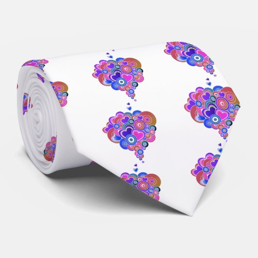 Cravate PopArt Coeurs violets (Roulé)
