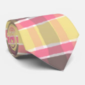 Cravate Popcorn Bubblegum jaune Café rose Brown Plaid (Roulé)