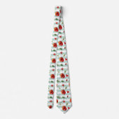 Cravate Poppies Rouges Avec Bleu Pastel & Blancs (Dos)