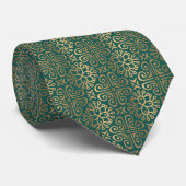 Cravate populaire de motif d'art déco d'or vert (Roulé)