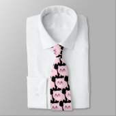 Cravate Porc rose mignon sur le noir (Attaché)
