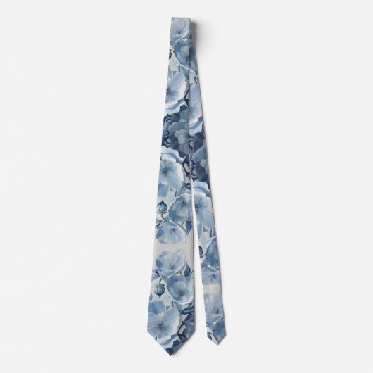 Cravate Porcelaine bleu clair Floral Mariage Groomsmen Cad (Devant)