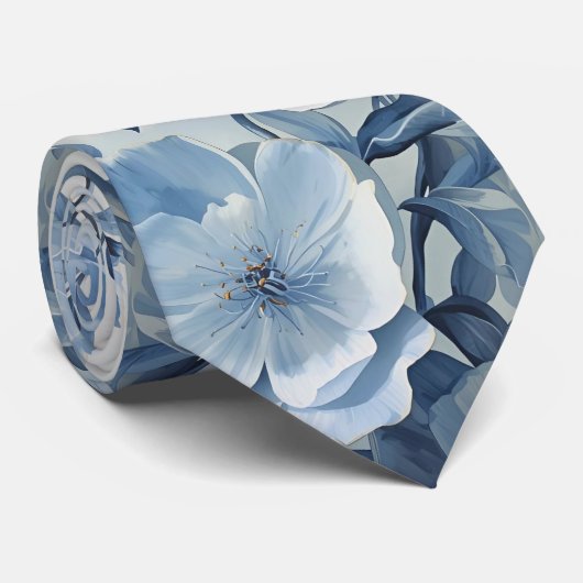 Cravate Porcelaine bleu clair Floral Mariage Groomsmen Cad (Roulé)