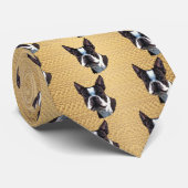 Cravate Portrait de Boston Terrier (Roulé)