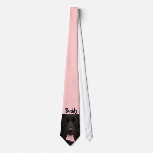 Cravate Portrait de chien noir rose (Devant)