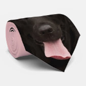 Cravate Portrait de chien noir rose (Roulé)