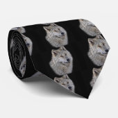 Cravate Portrait de la faune du loup gris argent (Roulé)