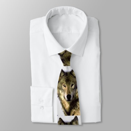 Cravate Portrait de loup gris (Attaché)
