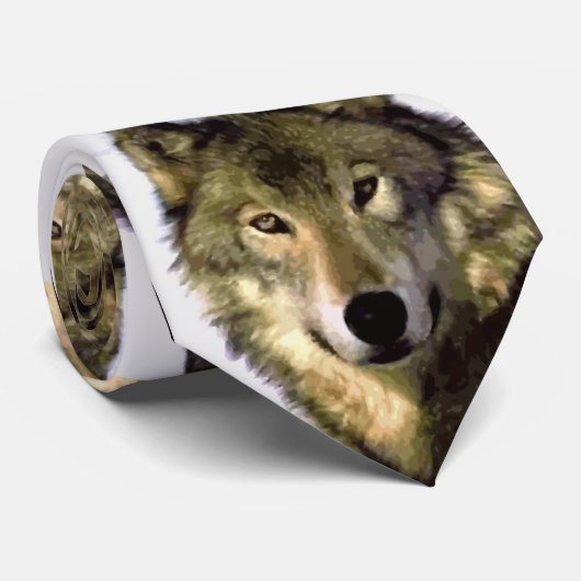 Cravate Portrait de loup gris (Roulé)