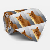 Cravate Portrait de Merlin le chat gingembre (Roulé)