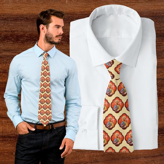 Cravate Portrait de Saint-Joseph dans un cou octofoil (TF