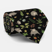 Cravate Possum dans un champ de Berry en noir (Roulé)