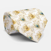 CRAVATE POSTER DE ANIMAL BLANC PEACOCK (Roulé)