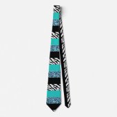 Cravate Poster de animal, Zèbre, Parcelles Léopard - Bleu (Devant)