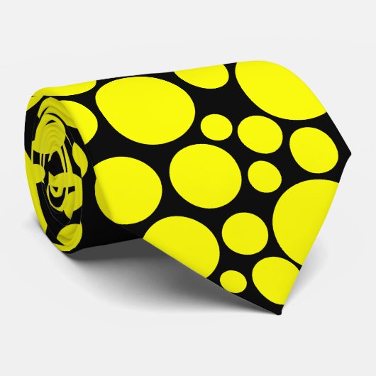 Cravate Pot - Jaune sur Noir (Roulé)