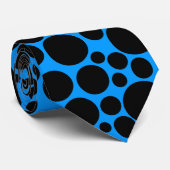 Cravate Pot - Noir sur Bleu (0099FF) (Roulé)